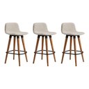 Ver imagem 1 de Kit 3 Banquetas Linea Baixa Luxo Aço Preta Assento Linho Ilha Cozinha Design Moderno - Preta/Palha