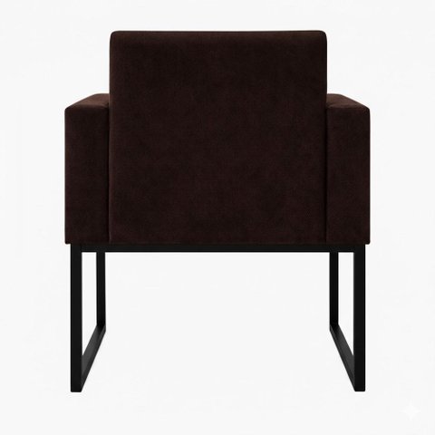 1 Poltrona para Recepção Lina com Base de Ferro Preto Resistente Marrom