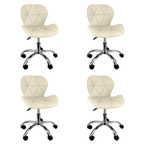 Kit 4 Cadeiras Office Eiffel Slim Ajustável Base Giratória 