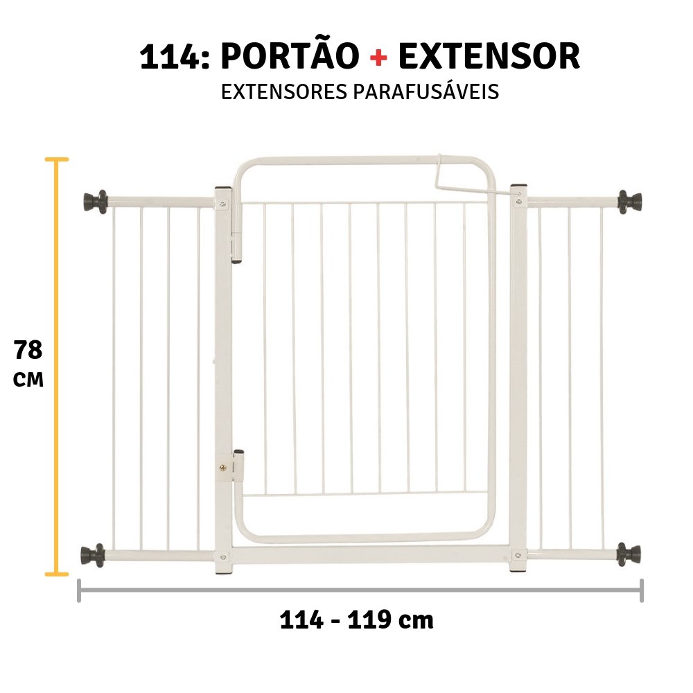 Portao Grade Pet de Seguraça Proteção para Criança 114 a 119:branco - 3