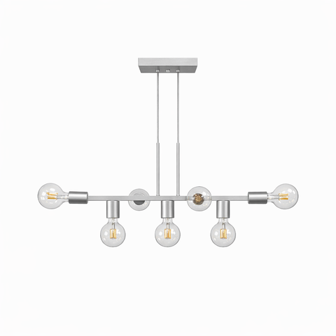 Pendente Rubis Aluminio Teto e27 7 Luzes Lumini Lab - Prata Liso