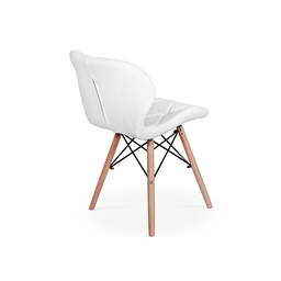 Kit 4x Cadeira de Jantar Charles Eames Eiffel Slim Estofada Branca - 4