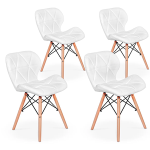 Kit 4x Cadeira de Jantar Charles Eames Eiffel Slim Estofada Branca
