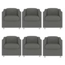 Ver imagem 1 de Kit 6 Poltronas Bia Decorativa Reforçada Recepção Clinica Salão Sala de Estar Suede:cinza