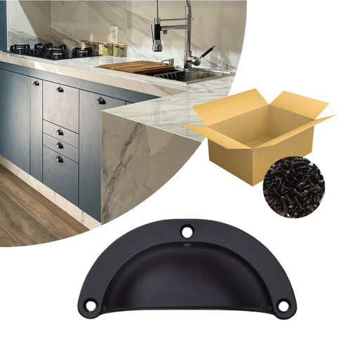 Puxador Concha Preto Fosco para Moveis com 10 Unidade