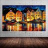 Quadro Pintura Tela Cidade Paisagem Urbana 4018: 110cm (A) x 190cm (L) - 1