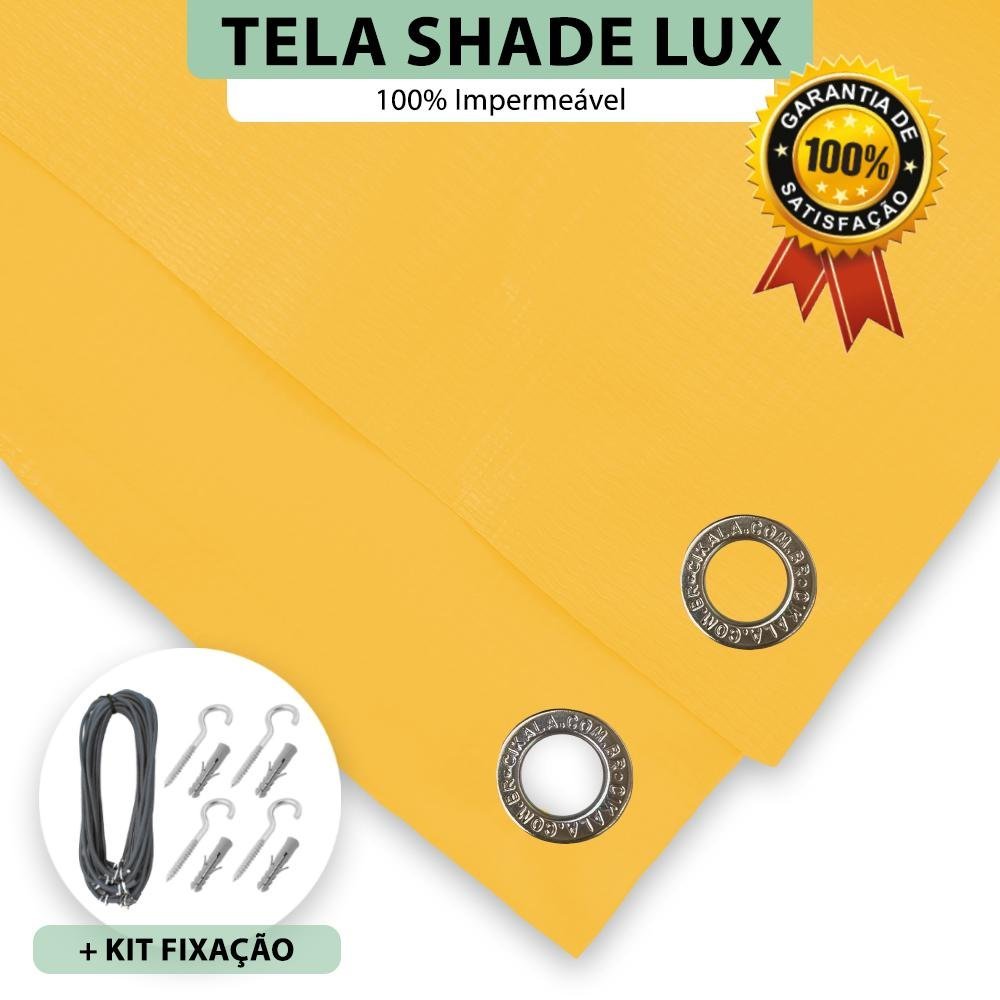 Tela Lona Amarela 6.5x3.5 Metros Sombreamento Impermeável Shade Lux + Kit - 2