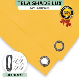 Tela Lona Amarela 6.5x3.5 Metros Sombreamento Impermeável Shade Lux + Kit - 2