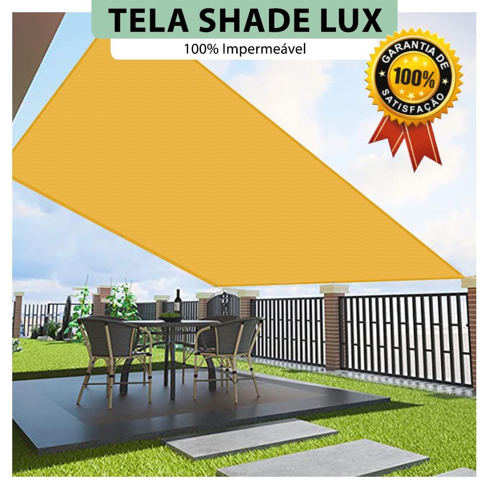 Tela Lona Amarela 6.5x3.5 Metros Sombreamento Impermeável Shade Lux + Kit - 3