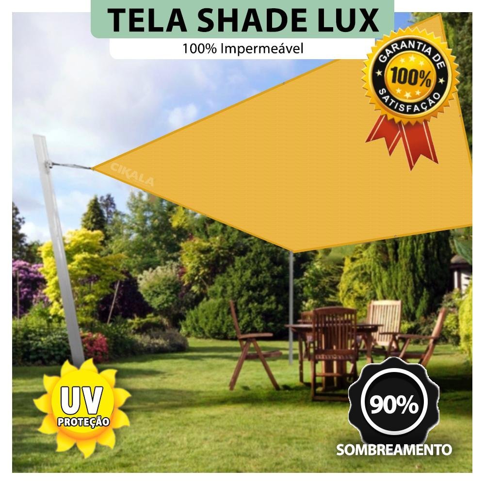 Tela Lona Amarela 6.5x3.5 Metros Sombreamento Impermeável Shade Lux + Kit - 4