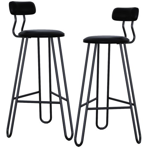 Kit 02 Banqueta Alta Bar Cozinha Sala de Jantar Áris C01 Preto Courino Preto - Lyam Decor