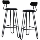 Ver imagem 1 de Kit 02 Banqueta Alta Bar Cozinha Sala de Jantar Áris C01 Preto Courino Preto - Lyam Decor
