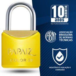 Cadeado Pequeno 20mm Haste Curta Latão Maciço Amarelo com Chave | Papaiz | Kit 10 Un - 4