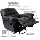 Ver imagem 2 de Poltrona do Papai Reclinável Giratória Armênia Glider Mecânico Couro Preto - Gran Belo