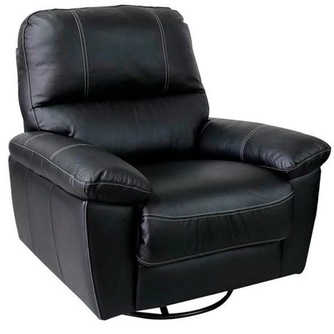 Poltrona do Papai Reclinável Giratória Armênia Glider Mecânico Couro Preto - Gran Belo