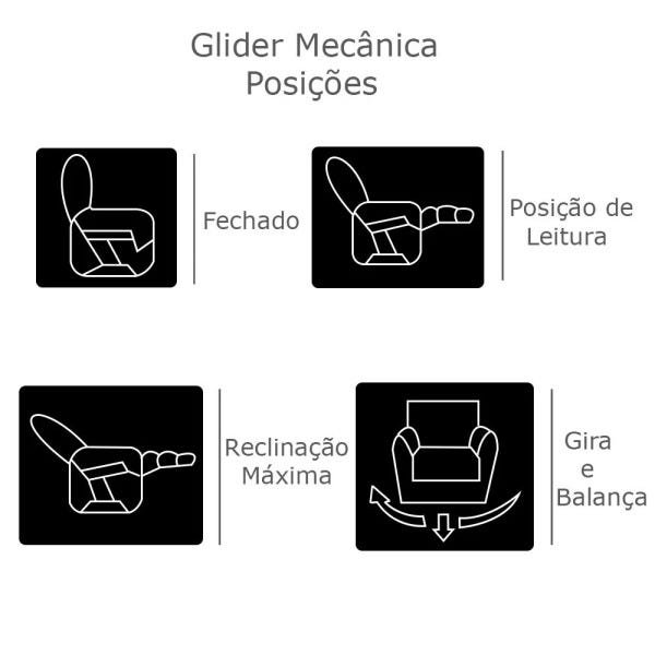 Poltrona do Papai Reclinável Giratória Armênia Glider Mecânico Couro Conhaque Brilho - Gran - 4