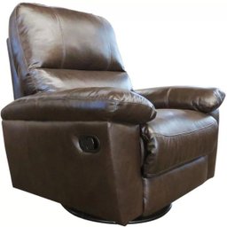 Poltrona do Papai Reclinável Giratória Armênia Glider Mecânico Couro Marrom - Gran Belo - 1
