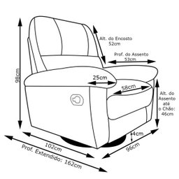 Poltrona do Papai Reclinável Giratória Armênia Glider Mecânico Couro Marrom - Gran Belo - 3