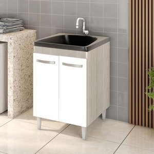 Balcão Gabinete Tanque com Cuba 0,60x0,60 Vectra Elmo/branco Hr Móveis