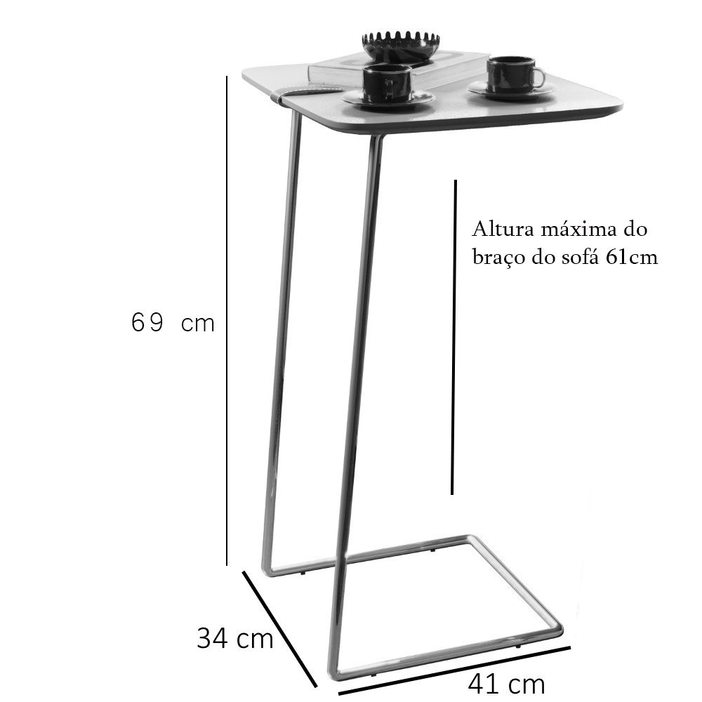 Mesa Apoio Lateral para Sofá Atenas Pé Café:Cinamomo - 3