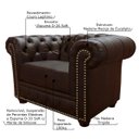 Ver imagem 2 de Poltrona Sala de Estar Chesterfield com Pés Madeira Couro Capucino - Gran Belo