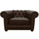 Ver imagem 1 de Poltrona Sala de Estar Chesterfield com Pés Madeira Couro Capucino - Gran Belo
