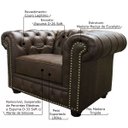 Ver imagem 2 de Poltrona Sala de Estar Chesterfield com Pés Madeira Couro Marrom - Gran Belo