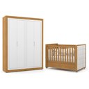 Ver imagem 1 de Jogo de Quarto Infantil Tutto New Guarda Roupa 4 Portas e Berço Freijó/branco Soft com Capiton
