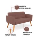 Ver imagem 5 de Kit 1 Sofá Namoradeira e 1 Poltrona Elisa Veludo Pés Palito Castanho - D'Rossi Cor Rose