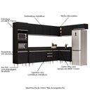 Ver imagem 3 de Armário de Cozinha Modulada de Canto 8 Peças CP08 Balcão com Tampo Preto - Lumil Lumil Móveis