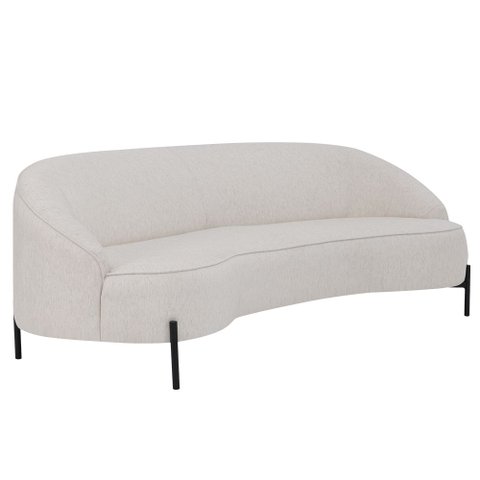 Sofá Orgânico 03 Lugares 180cm Porto Pés Preto Linho Off White - Nexta Casa