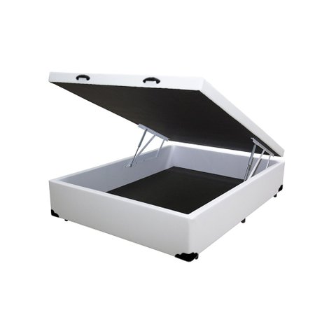 Base Box Baú Viúva Blindado AColchoes Sintético Branco 41x128x188