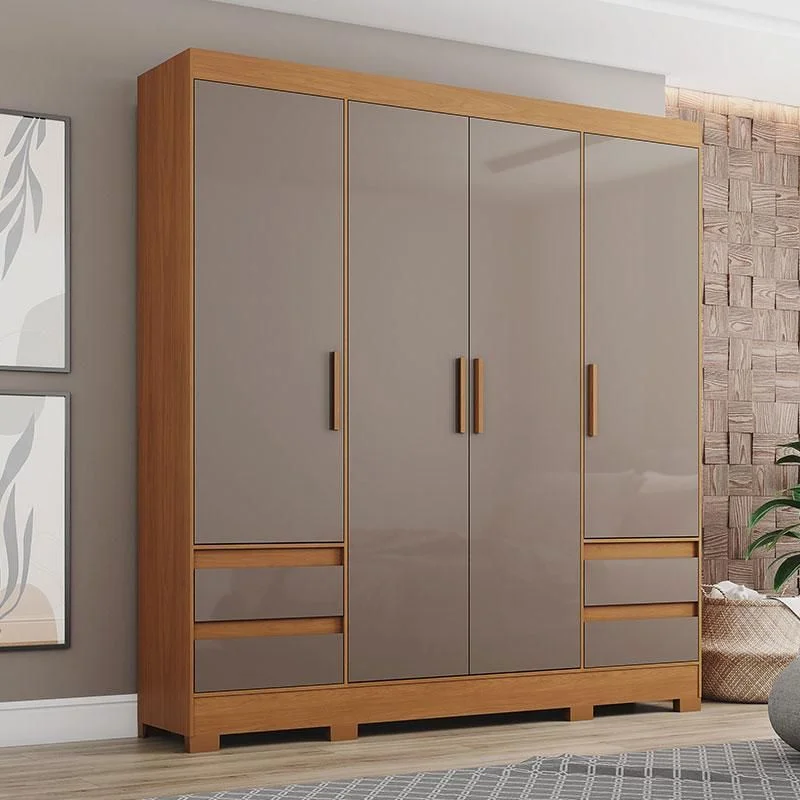 Guarda-roupa Casal 04 Portas 04 Gavetas B383 Cinamomo Avelã - Henn