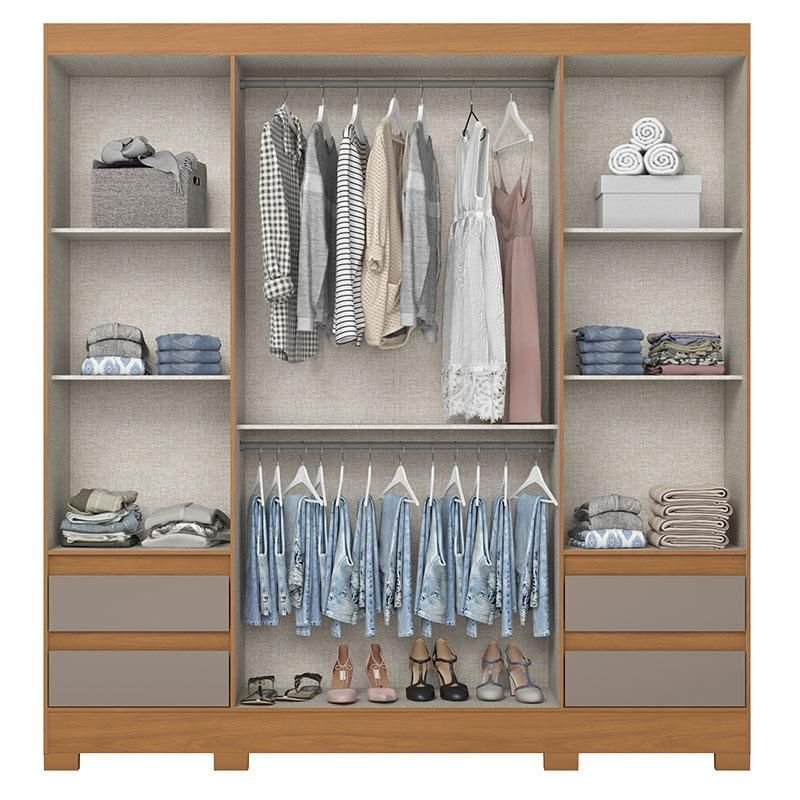 Guarda-roupa Casal 04 Portas 04 Gavetas B383 Cinamomo Avelã - Henn