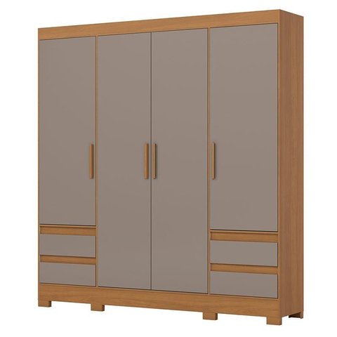 Guarda-roupa Casal 04 Portas 04 Gavetas B383 Cinamomo Avelã - Henn - Briz