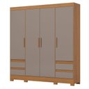 Ver imagem 1 de Guarda-roupa Casal 04 Portas 04 Gavetas B383 Cinamomo Avelã - Henn - Briz