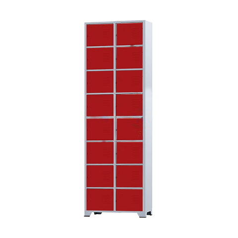 Armário Roupeiro De Aço 16 Portas Para Vestiário Academia Locker Vermelho