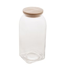 Porta Mantimentos de Vidro com Tampa de Madeira 1,8 L - 1