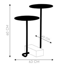 Mesa de Apoio Coro 63cm Aço Preto / Mármore Branco - Gran Belo - 2