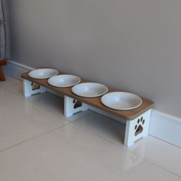 Comedouro Elevado Quadruplo Linear Cachorro Pet Mdf - Porcelana - 5