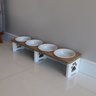 Comedouro Elevado Quadruplo Linear Cachorro Pet Mdf - Porcelana - 5
