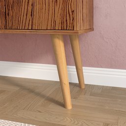 Aparador Buffet Wood 3 Portas Cantinho Café Prateleira Organizadora Pés Palito Retrô - Freijó - Rpm - 5