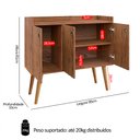 Ver imagem 6 de Aparador Buffet Wood 3 Portas Cantinho Café Prateleira Organizadora Pés Palito Retrô - Freijó - Rpm