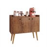 Aparador Buffet Wood 3 Portas Cantinho Café Prateleira Organizadora Pés Palito Retrô - Freijó - Rpm - 1