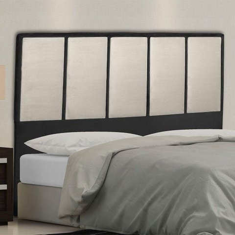 Cabeceira Cama Box King 195cm Suede Preto e Bege