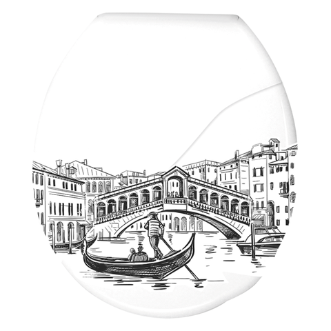 Assento Tampa Bellart para Vaso Sanitário Oval Almofadado Decorado Veneza Branco Durín