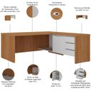 Ver imagem 4 de Mesa para Escritório em L 180x190cm 2 Portas e 3 Gavetas Unik A02 Freijó Branco - Lyam Decor