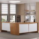 Ver imagem 2 de Mesa para Escritório em L 180x190cm 2 Portas e 3 Gavetas Unik A02 Freijó Branco - Lyam Decor