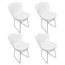 Ver imagem 1 de Kit 4 Cadeiras Bertoia Cromada com Assento Sintético Branco