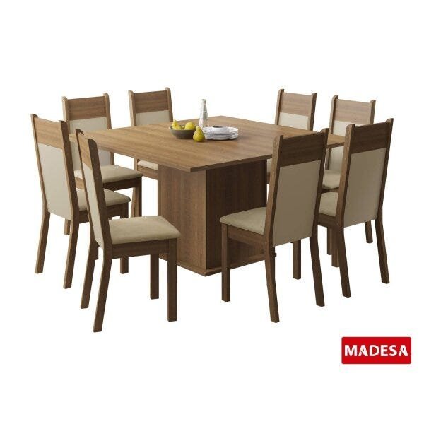 Conjunto Sala de Jantar Mesa 8 Cadeiras Panamá Madesa - 2